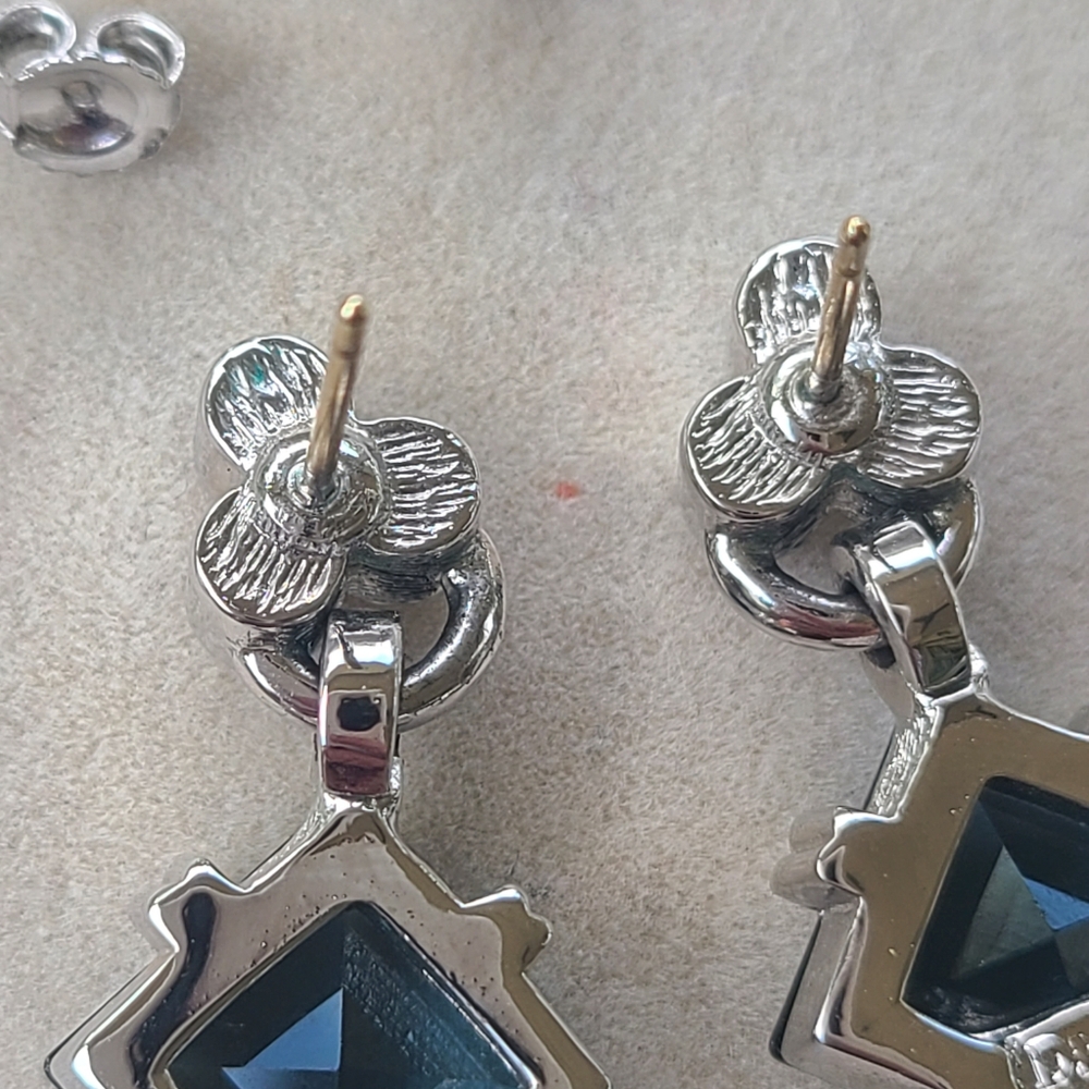 Christian Dior Blue Crystal Drop Post Earrings- Excellent Vintage Condition - Picture 5 of 9